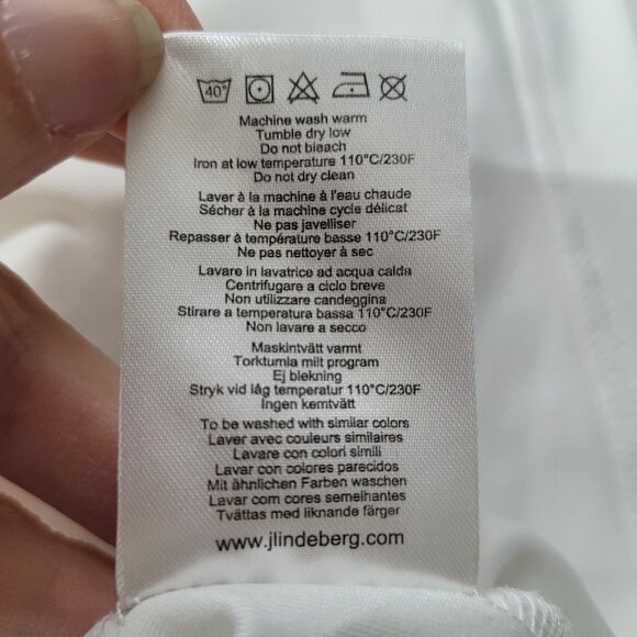 J Linderberg Dolph TX Golf Polo Shirt Men L Black White Slim Logo Performance - Picture 8 of 11